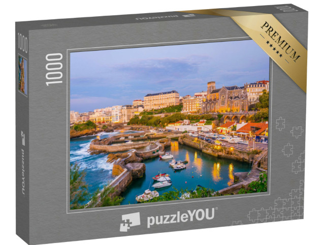 Puzzel 1000 stukjes „Jachthaven van Biarritz bij zonsondergang, Frankrijk“