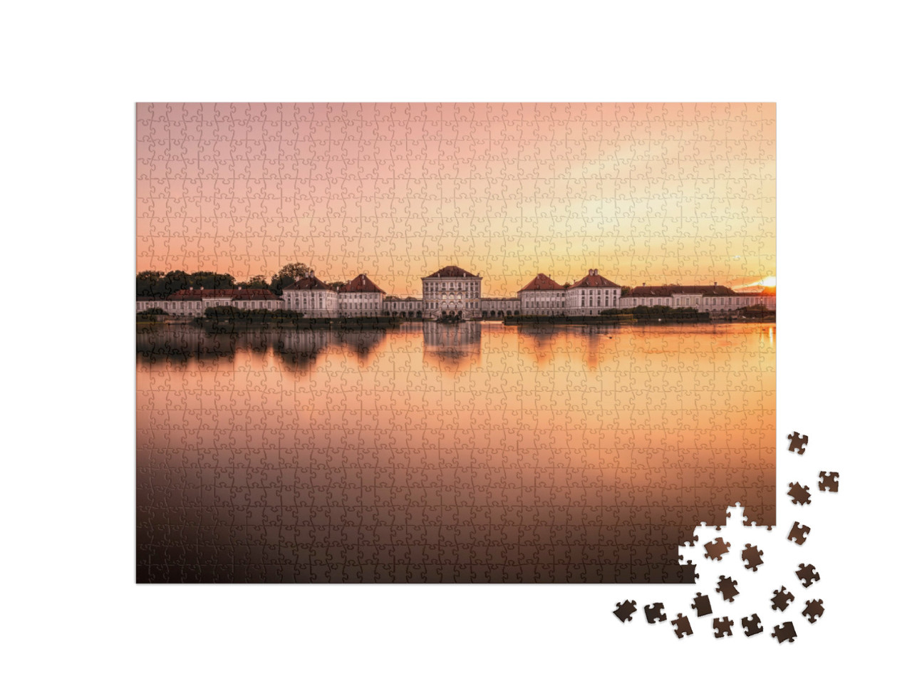 Puzzel 1000 stukjes „Paleis Nymphenburg bij zonsondergang“