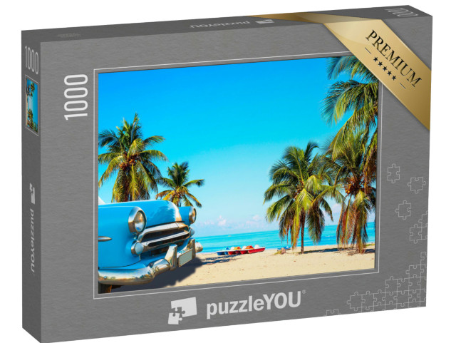 Puzzel 1000 stukjes „Tropisch strand bij Varadero in Cuba met oldtimer“