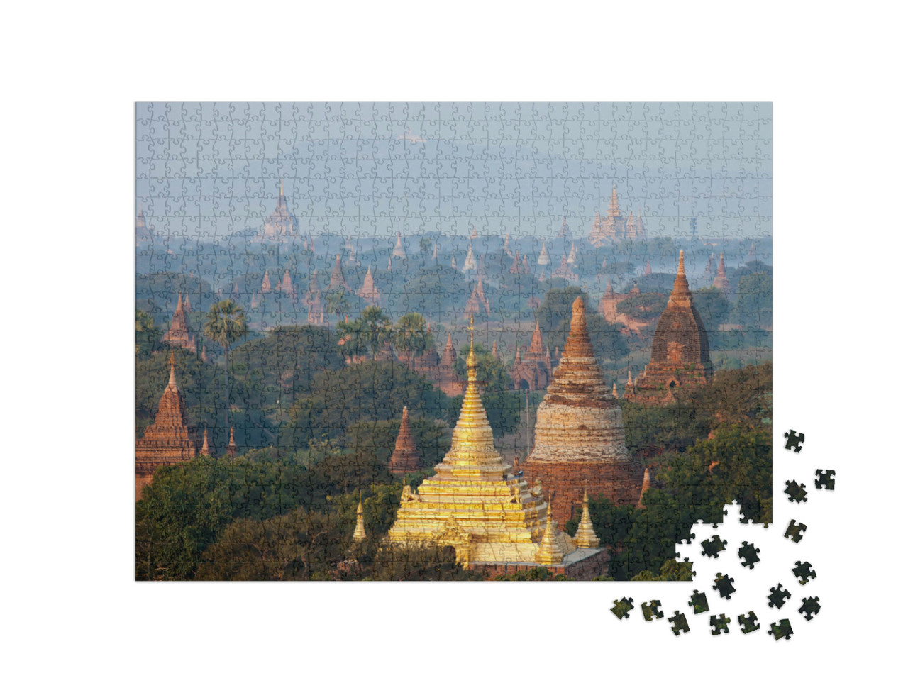 Puzzel 1000 stukjes „Mystieke foto van de oude tempels in Bagan, Myanmar“
