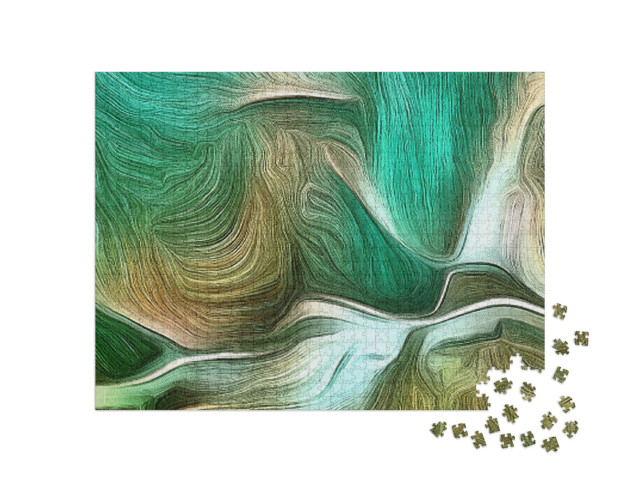 Puzzel 1000 stukjes „Abstract schilderij in levendige groentinten“