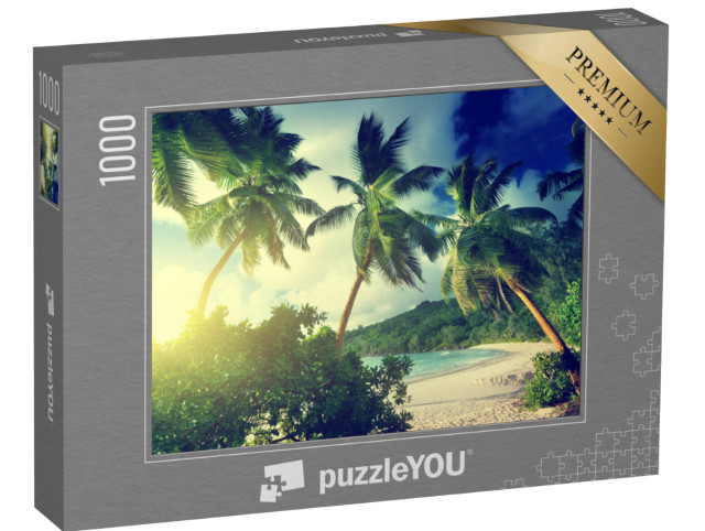 Puzzel 1000 stukjes „Zonsondergang op het strand van Takamaka, Seychellen“