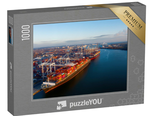 Puzzel 1000 stukjes „Enorme containerschepen in de haven van Southampton“