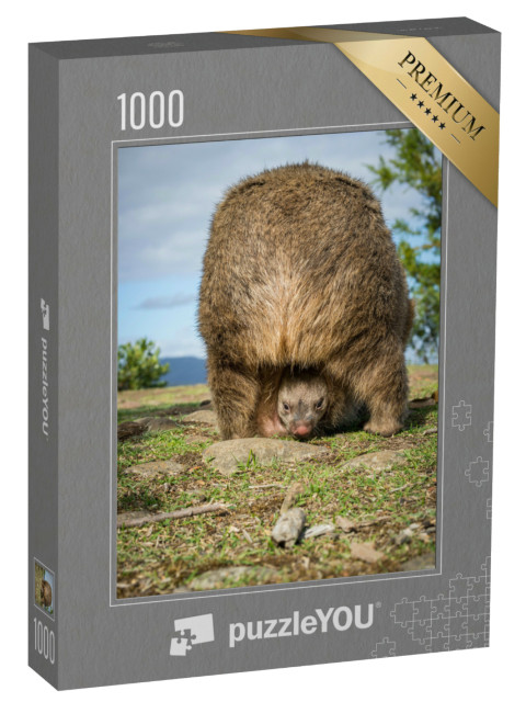 Puzzel 1000 stukjes „Australische wombat baby in zijn buidel“