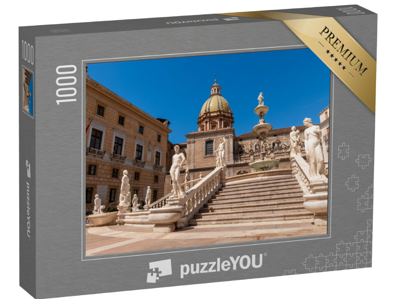 Puzzel 1000 stukjes „Fontana Pretoria op het Piazza Pretoria in Palermo, Sicilië“