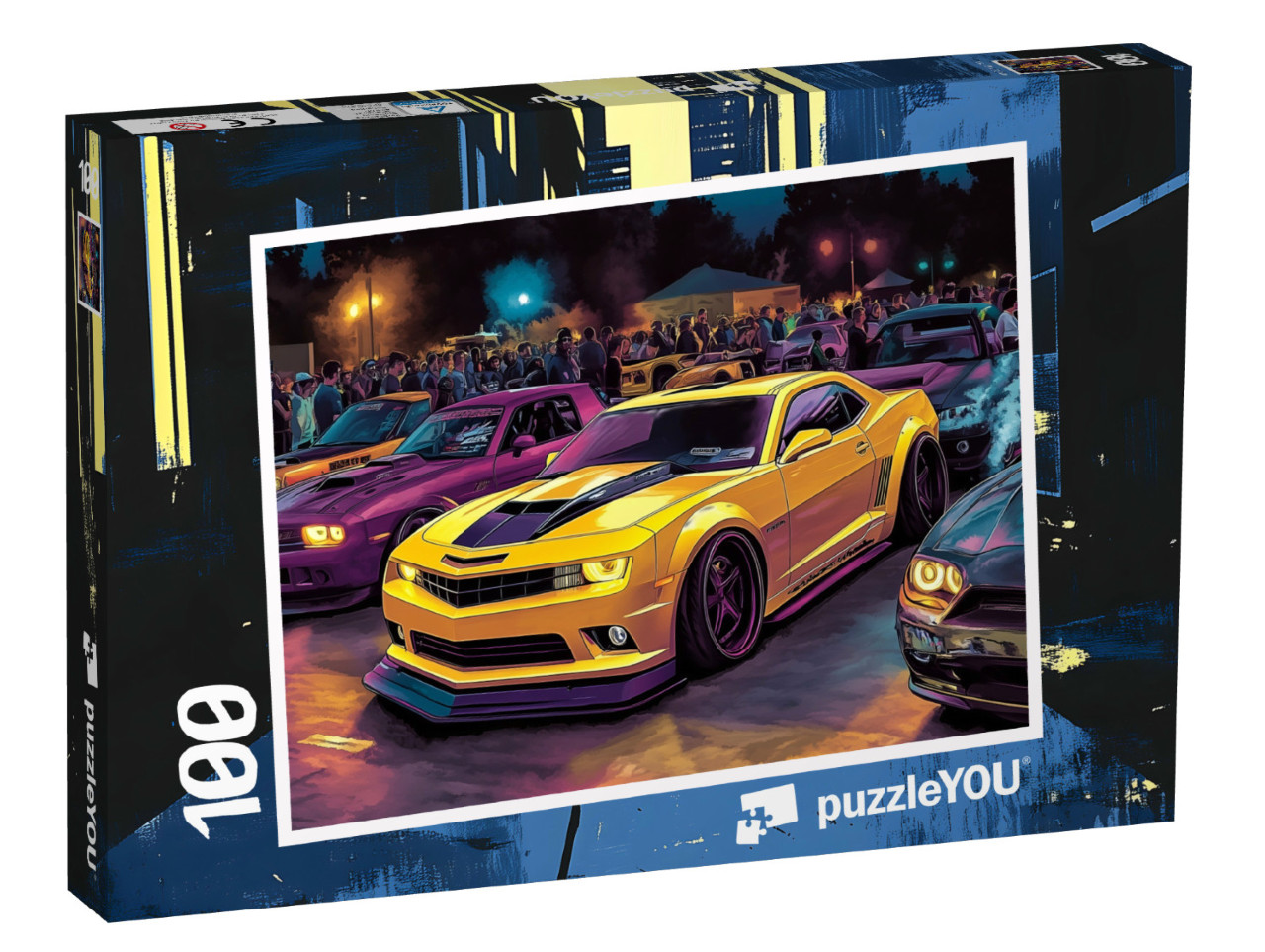 Puzzel 100 stukjes „De gekke raceauto show“