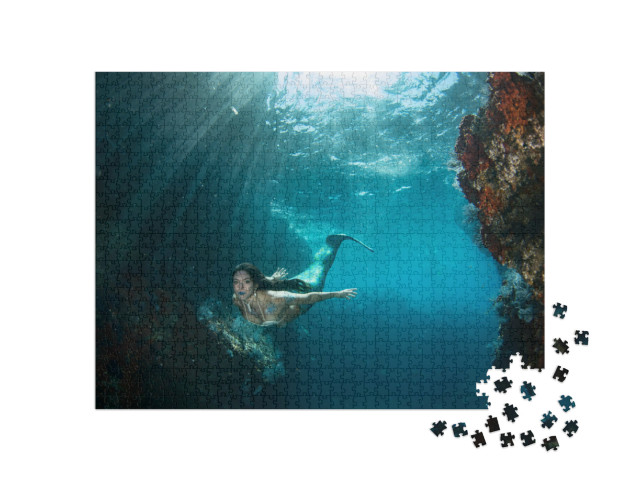 Puzzel 1000 stukjes „Zeemeermin in de diepe oceaan“