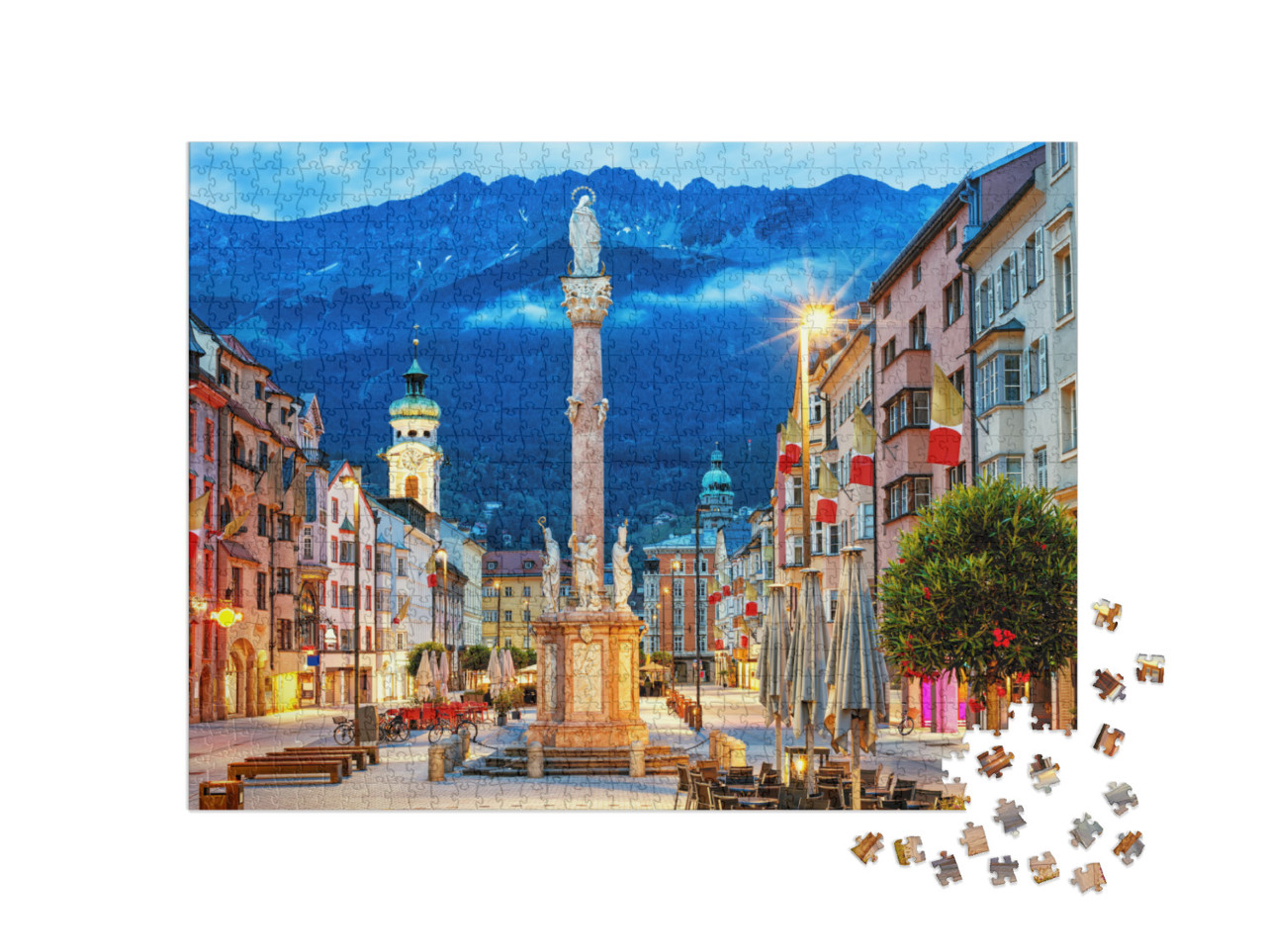 Puzzel 1000 stukjes „Innsbruck: oude stad in de bergen van Tirol“