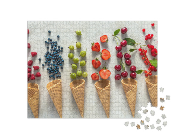 Puzzel 1000 stukjes „Ijshoorntjes met fruit“