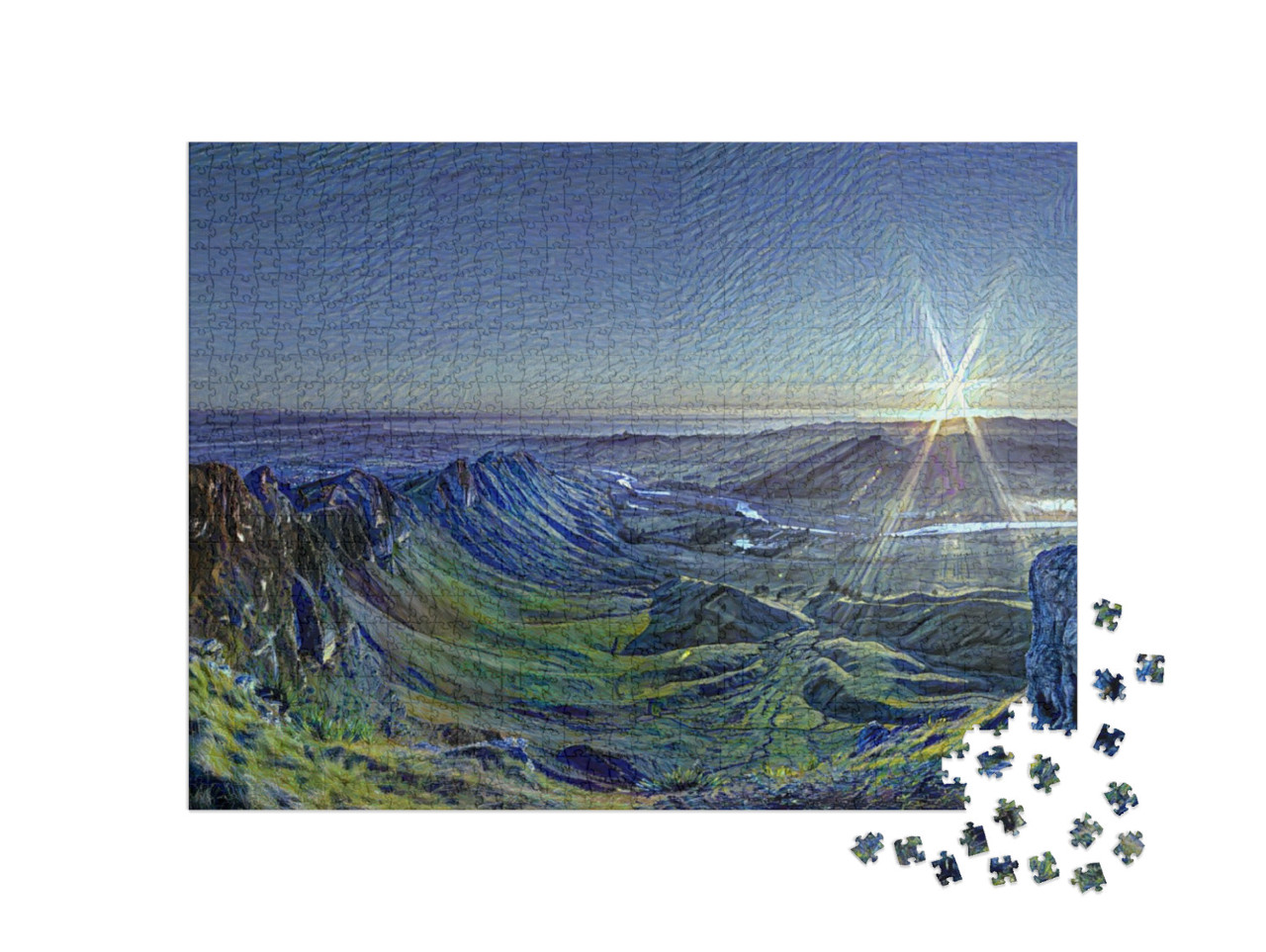 Puzzel 1000 stukjes „in de kunststijl van van Gogh, Sterrennacht - Te Mata Peak - Puzzelverzameling Kunstenaars & Schilderijen“