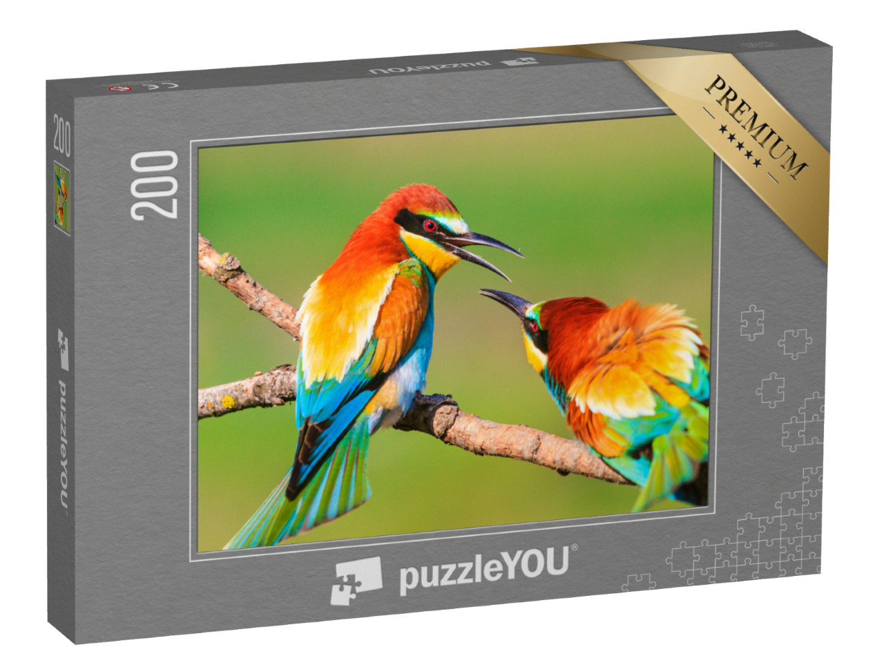 Puzzel 200 stukjes „Twee prachtig gekleurde vogels op een tak“