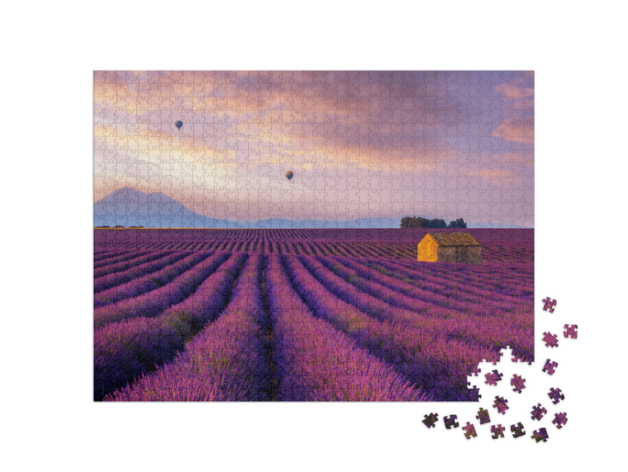 Puzzel 1000 stukjes „Luchtballon over lavendelvelden“