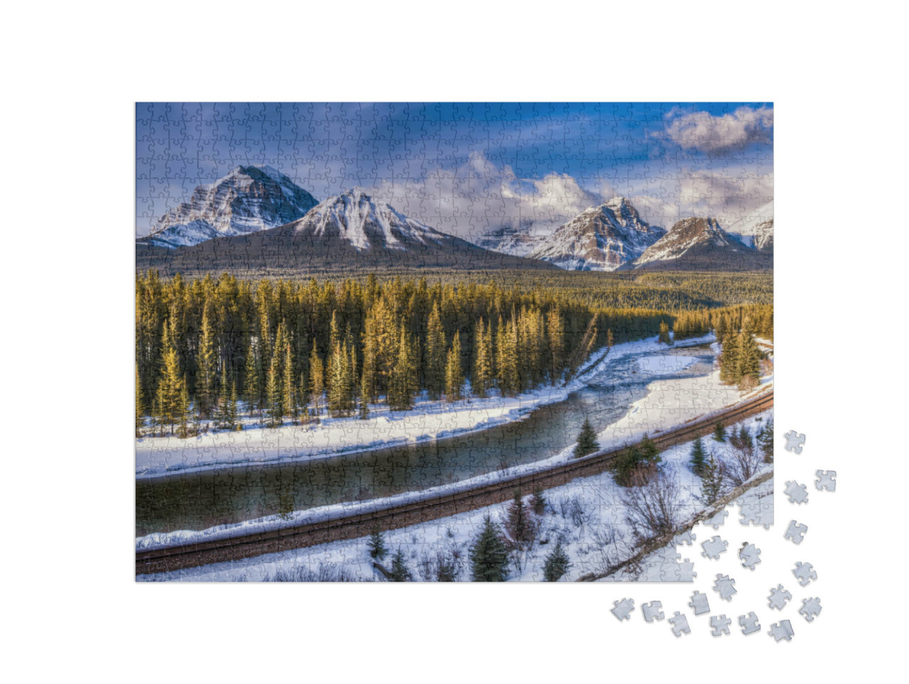 Puzzel 1000 stukjes „Morant's bocht: Winterfoto van Banff National Park, Alberta, Canada“