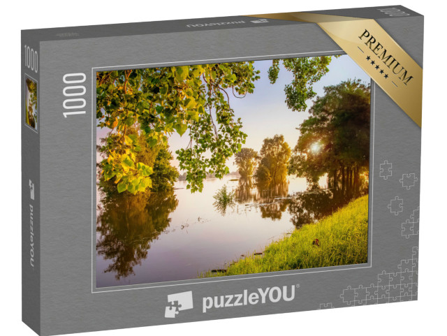 Puzzel 1000 stukjes „Dageraad boven de Maas, bij Den Bosch, Nederland“