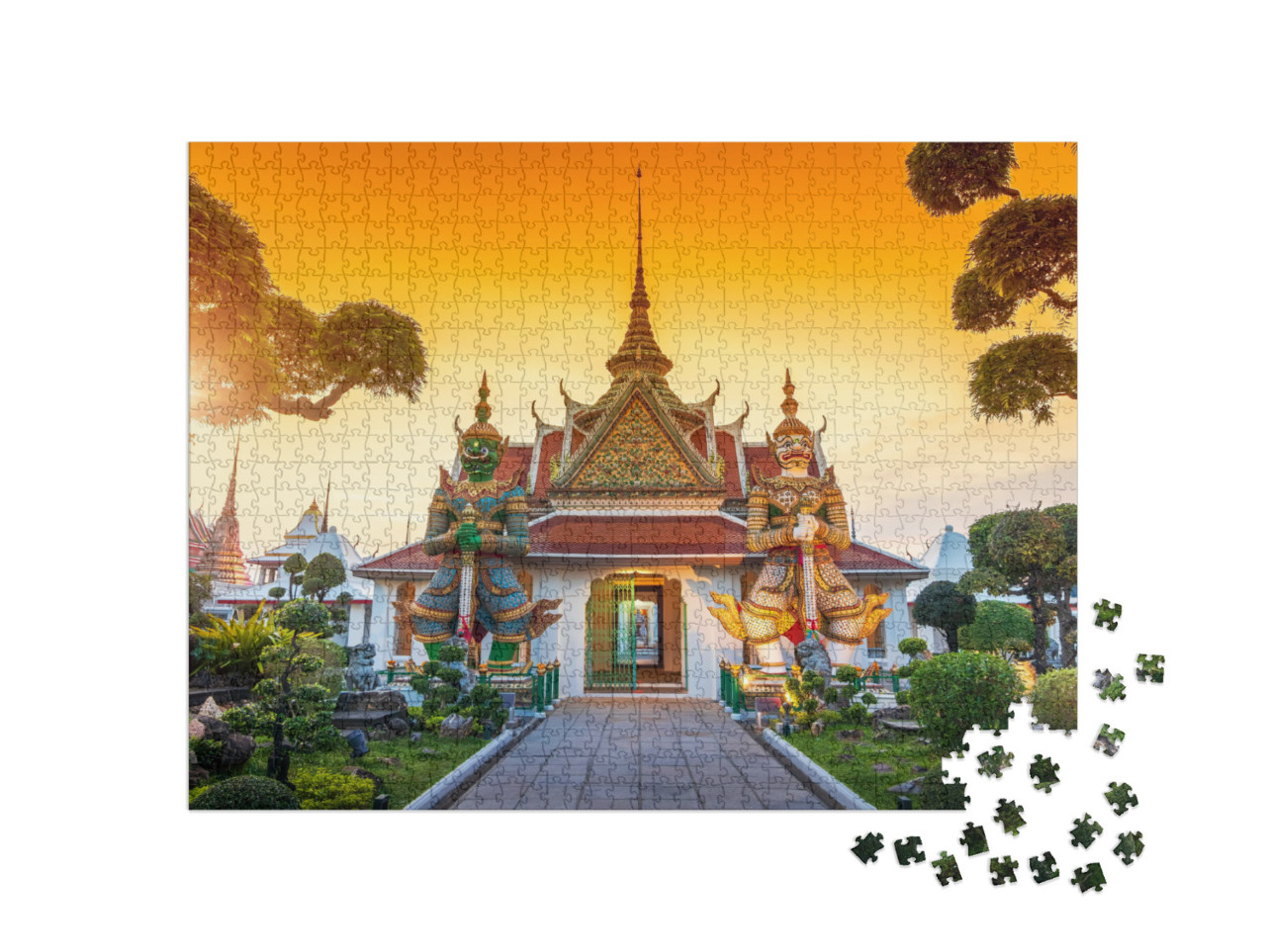 Puzzel 1000 stukjes „Wat Arun tempel bij zonsondergang in Bangkok, Thailand“