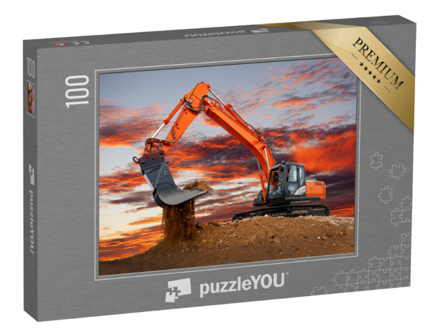 Puzzel 100 stukjes „Graafmachine aan het werk op de bouwplaats“