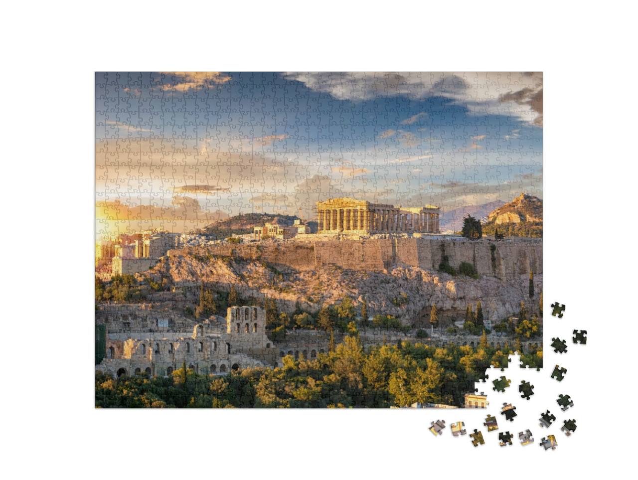 Puzzel 1000 stukjes „Akropolis van Athene in de adembenemende zonsondergang, Griekenland“
