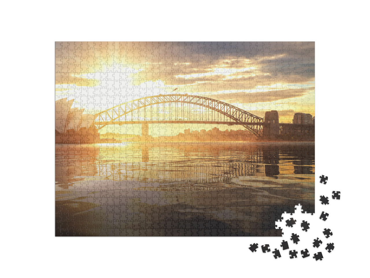 Puzzel 1000 stukjes „Sydney Opera House met Harbour Bridge bij zonsondergang, Australië“