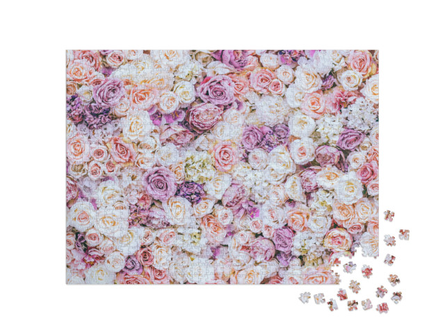 Puzzel 1000 stukjes „Een zee van rozenblaadjes“