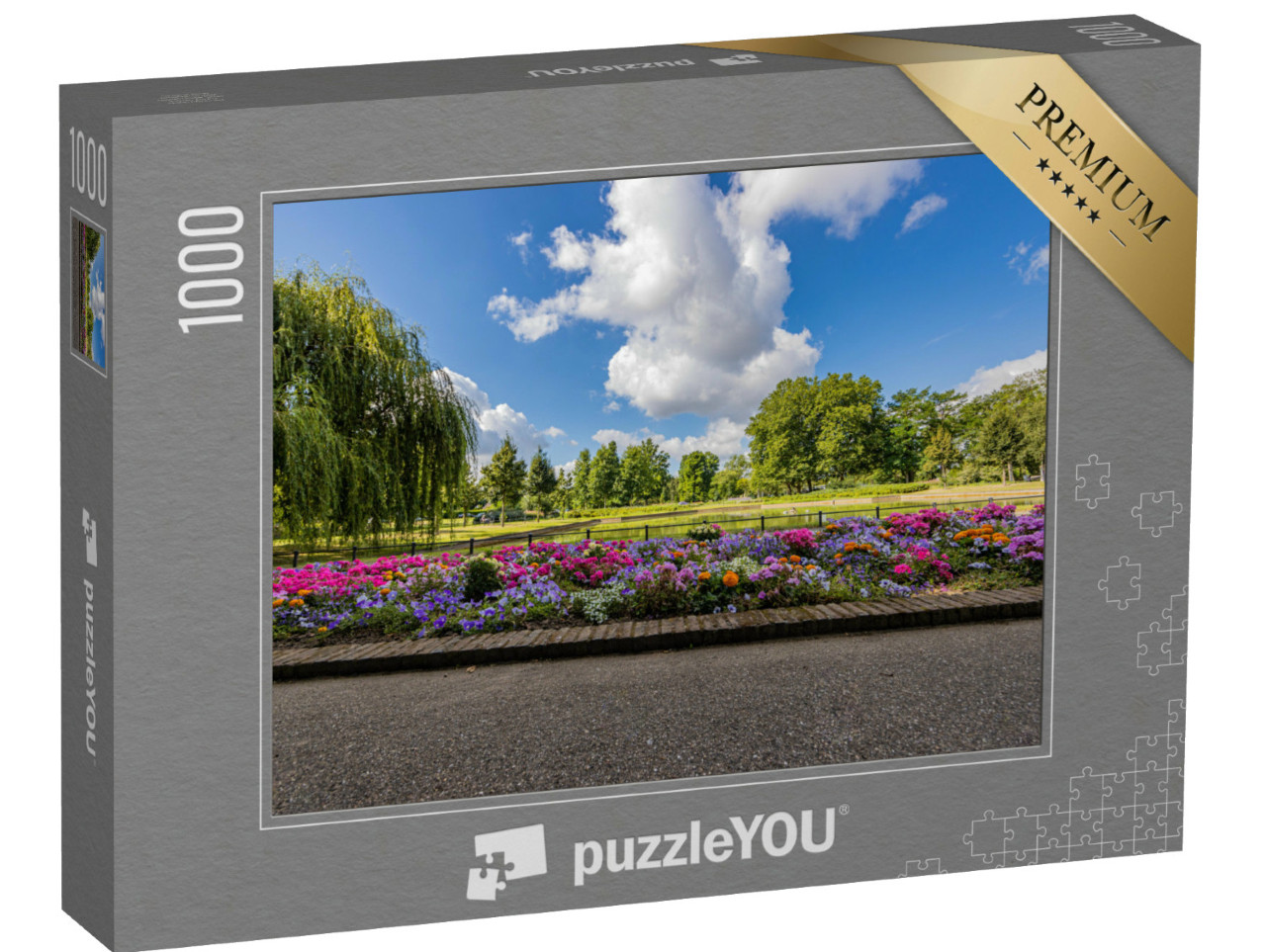 Puzzel 1000 stukjes „Kleurrijke bloemen op de Explanda in het stadspark in Sittard, Zuid-Limburg“
