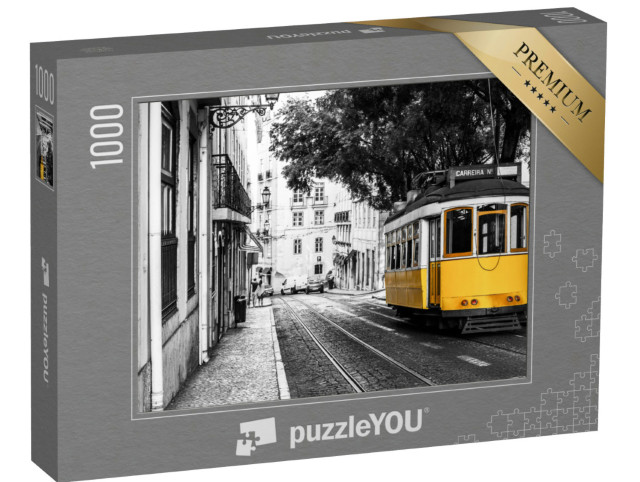 Puzzel 1000 stukjes „Gele tram in de oude straten van Lissabon, Portugal“