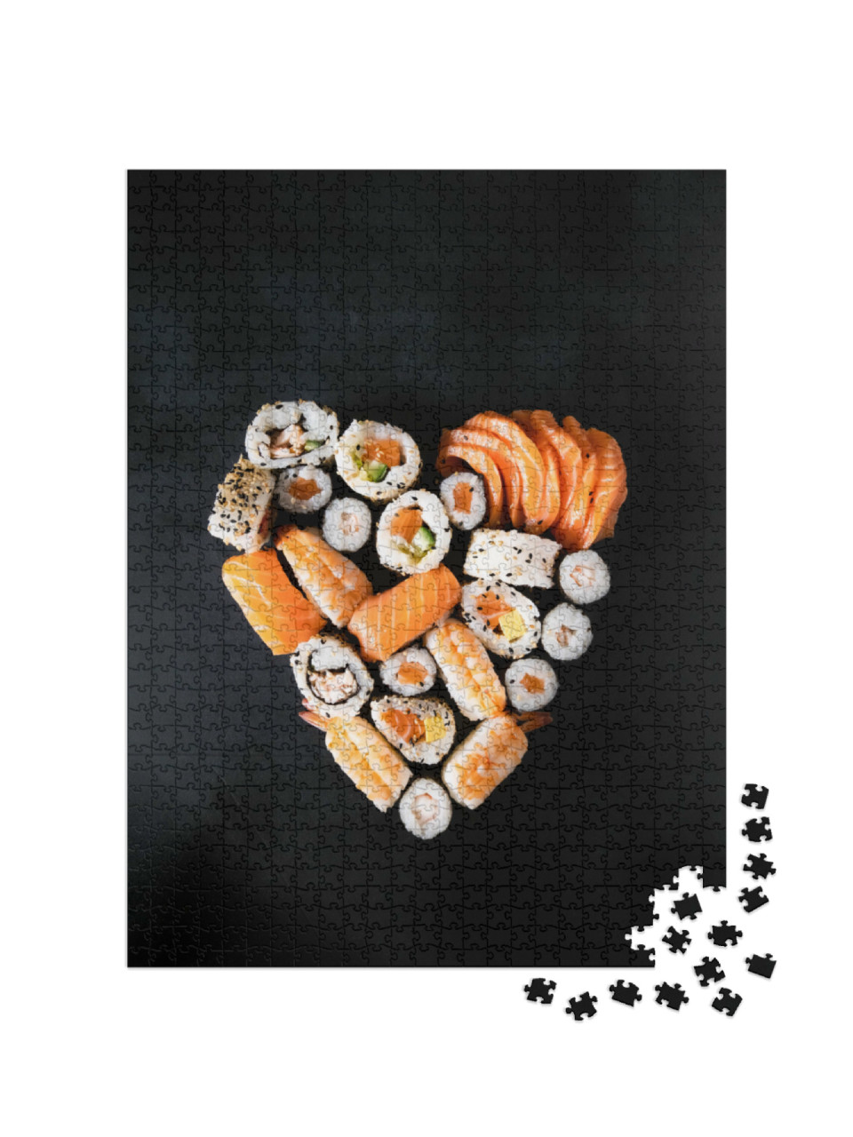 Puzzel 1000 stukjes „Sushirollen geserveerd in de vorm van een hart“