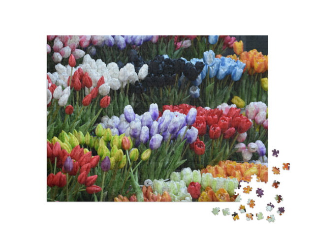 Puzzel 1000 stukjes „Tulpenbloemenmarkt in Amsterdam“