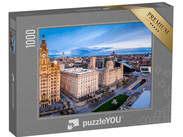 Puzzel 1000 stukjes „Luchtfoto van de stad Liverpool, Engeland“