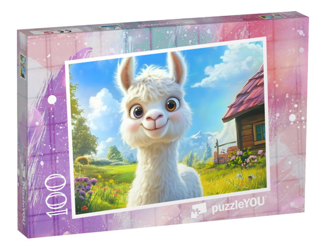 Puzzel 100 stukjes „Alpaca in de wei“
