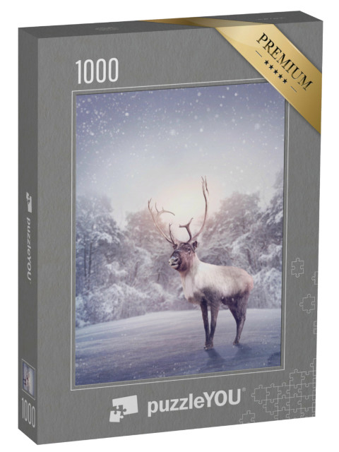 Puzzel 1000 stukjes „Rendieren in de sneeuw“