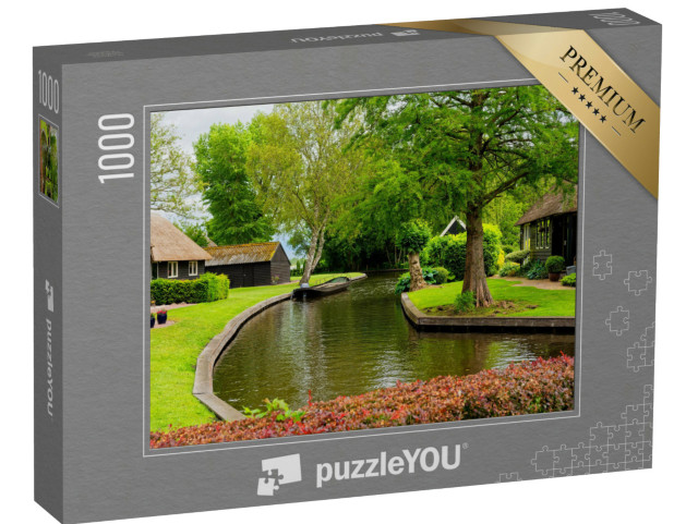 Puzzel 1000 stukjes „Charmant stadje Giethoorn aan de grachten, Nederland“