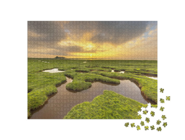 Puzzel 1000 stukjes „Punt van Reide in het Waddengebied aan de kust van Groningen“