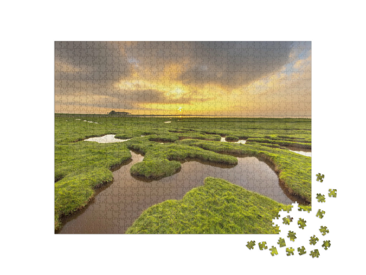 Puzzel 1000 stukjes „Punt van Reide in het Waddengebied aan de kust van Groningen“