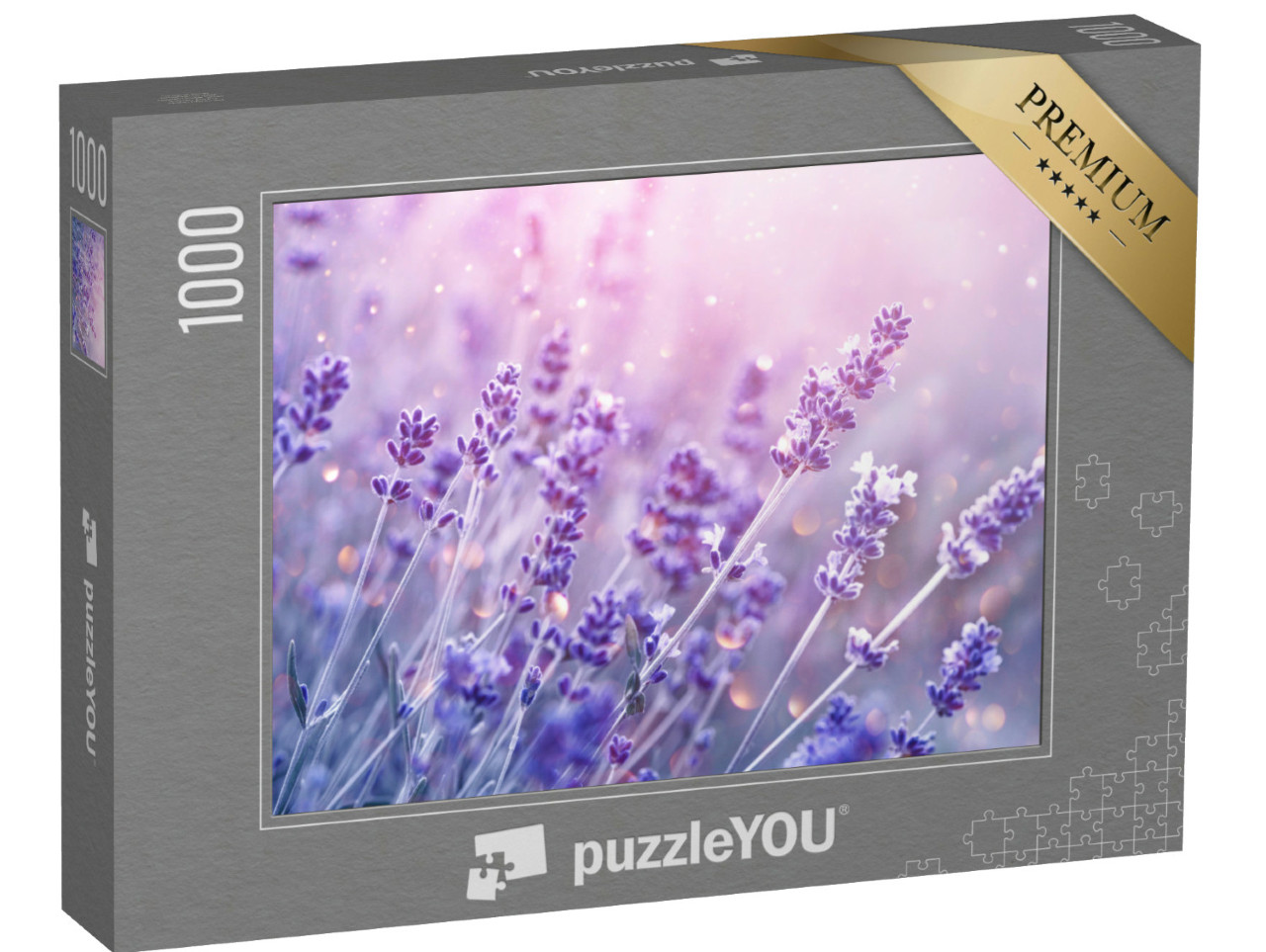 Puzzel 1000 stukjes „Bloeiende lavendel in het zachte avondlicht“