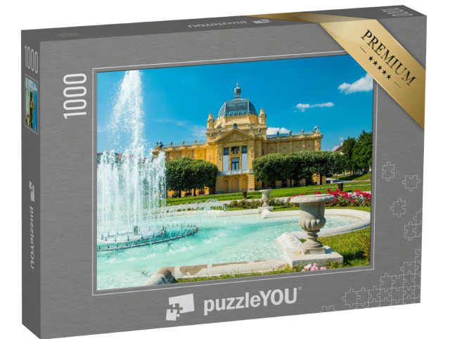 Puzzel 1000 stukjes „Kunstpaviljoen en fontein, Zagreb, Kroatië“