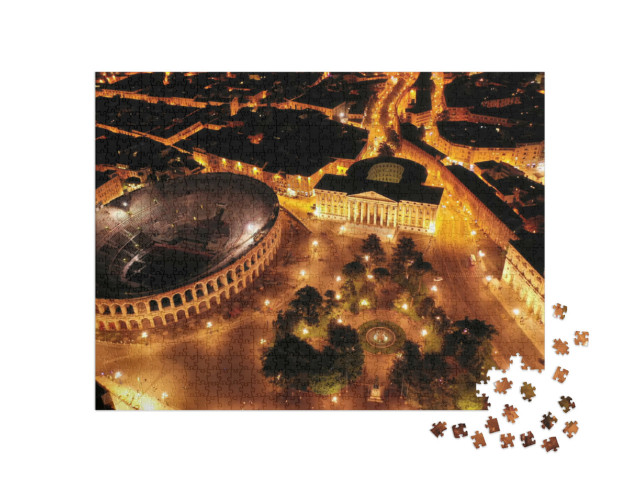 Puzzel 1000 stukjes „Theater en stadhuis op Piazza Bra in Verona, Lombardije, Italië“