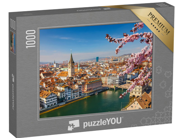 Puzzel 1000 stukjes „Lente boven de oude stad van Zürich“