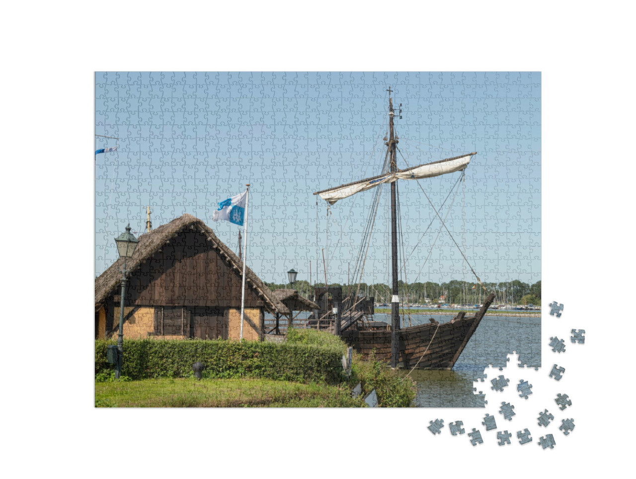 Puzzel 1000 stukjes „Replica van een oud koopvaardijschip, de Kamper Kogge“