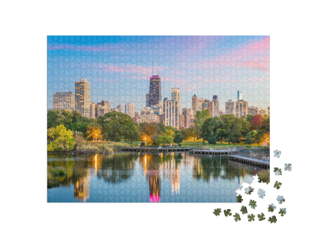Puzzel 1000 stukjes „Skyline van Chicago vanuit Lincoln Park“