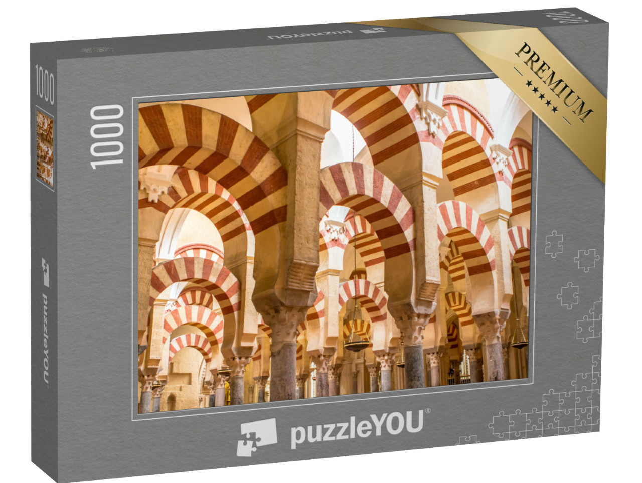 Puzzel 1000 stukjes „Binnenaanzicht van de kathedraal La Mezquita in Córdoba, Andalusië, Spanje“