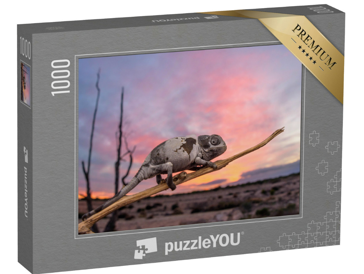 Puzzel 1000 stukjes „Kameleon bij zonsondergang, Spanje“
