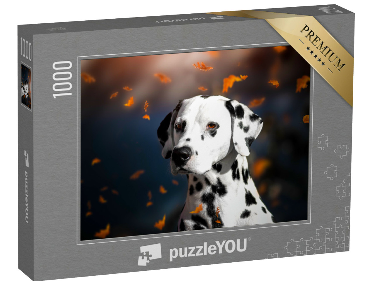 Puzzel 1000 stukjes „Portret van een dalmatiër in de herfst“