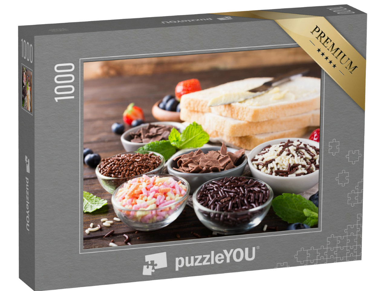 Puzzel 1000 stukjes „Hagelslag crumble, traditioneel Nederlands snoepgoed voor het ontbijt“
