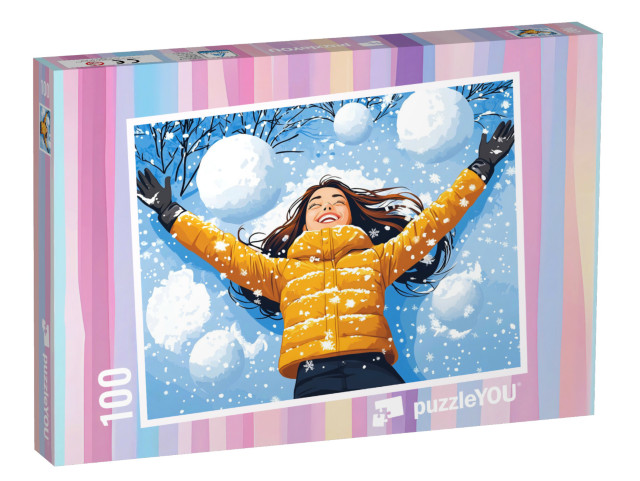 Puzzel 100 stukjes „Sneeuwengelen in het winterse bos“