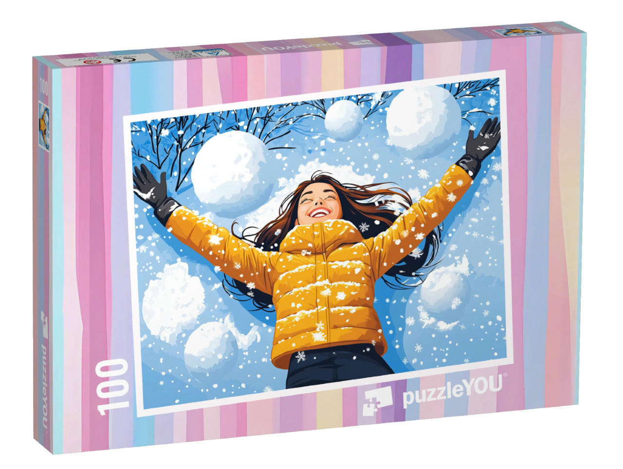 Puzzel 100 stukjes „Sneeuwengelen in het winterse bos“