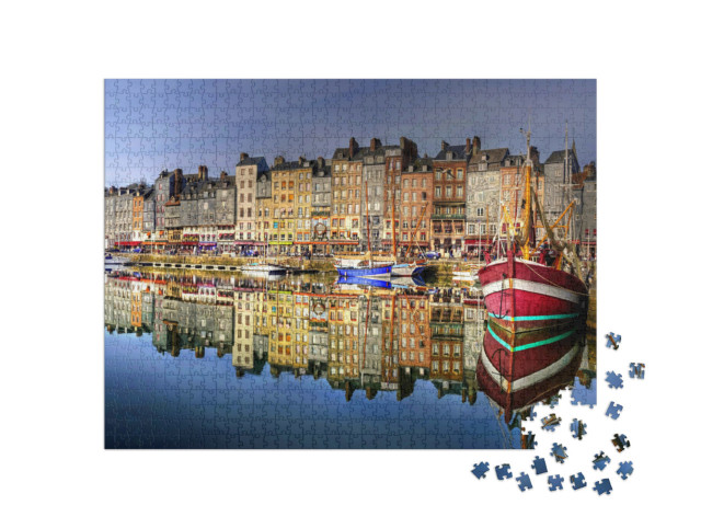 Puzzel 1000 stukjes „Honfleur, typisch Normandisch stadje in Frankrijk“