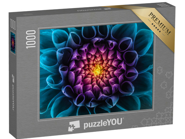 Puzzel 1000 stukjes „Paarse en blauwe chrysanten“