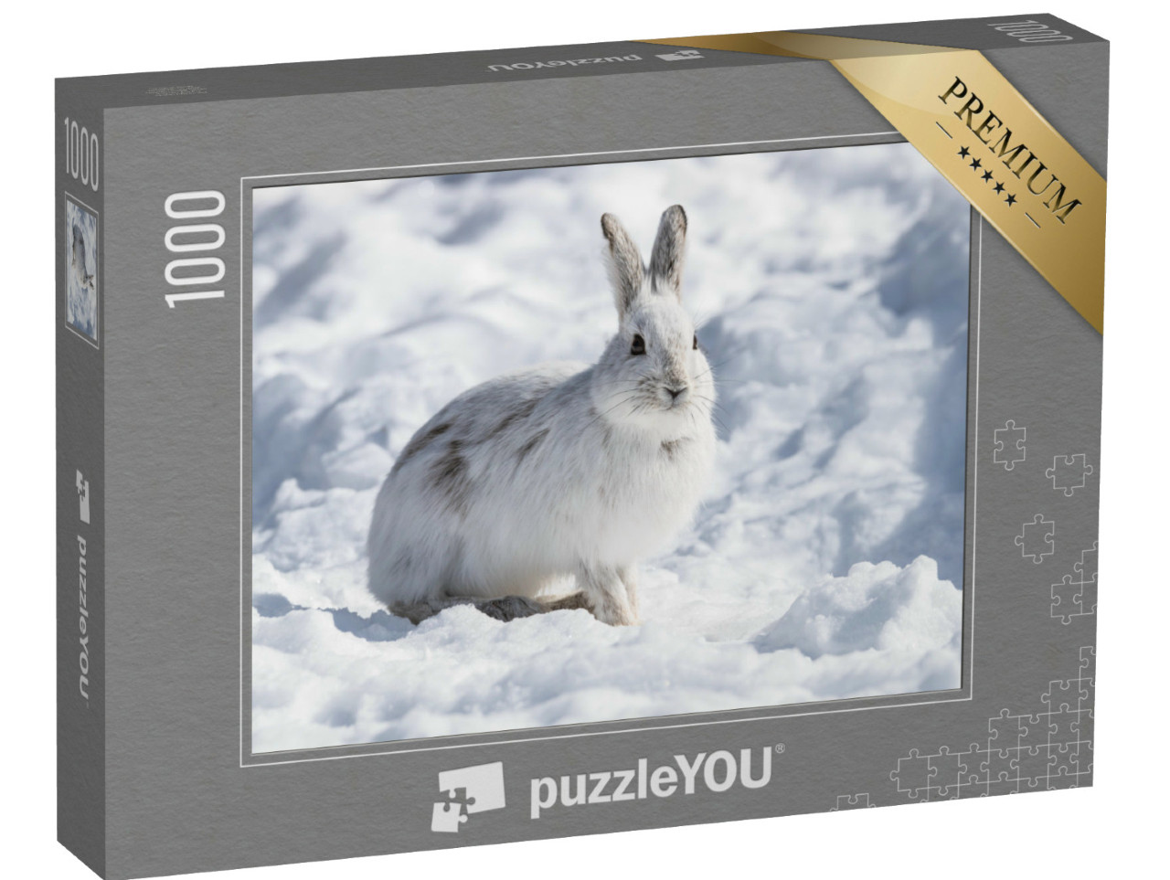 Puzzel 1000 stukjes „Witte sneeuwschoenhaas in de winter“