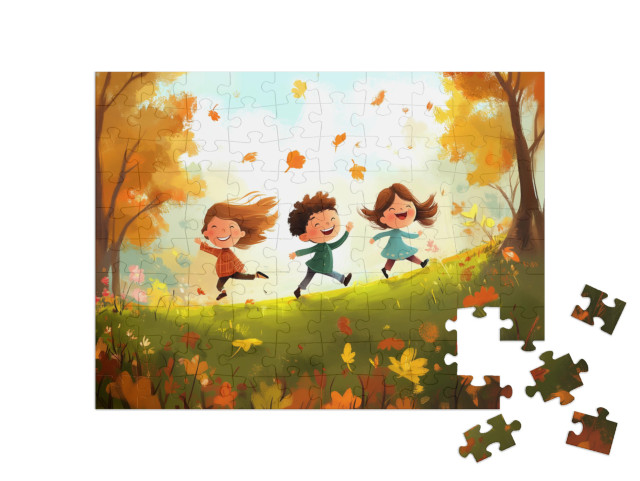 Puzzel 100 stukjes „In een werveling van bladeren“