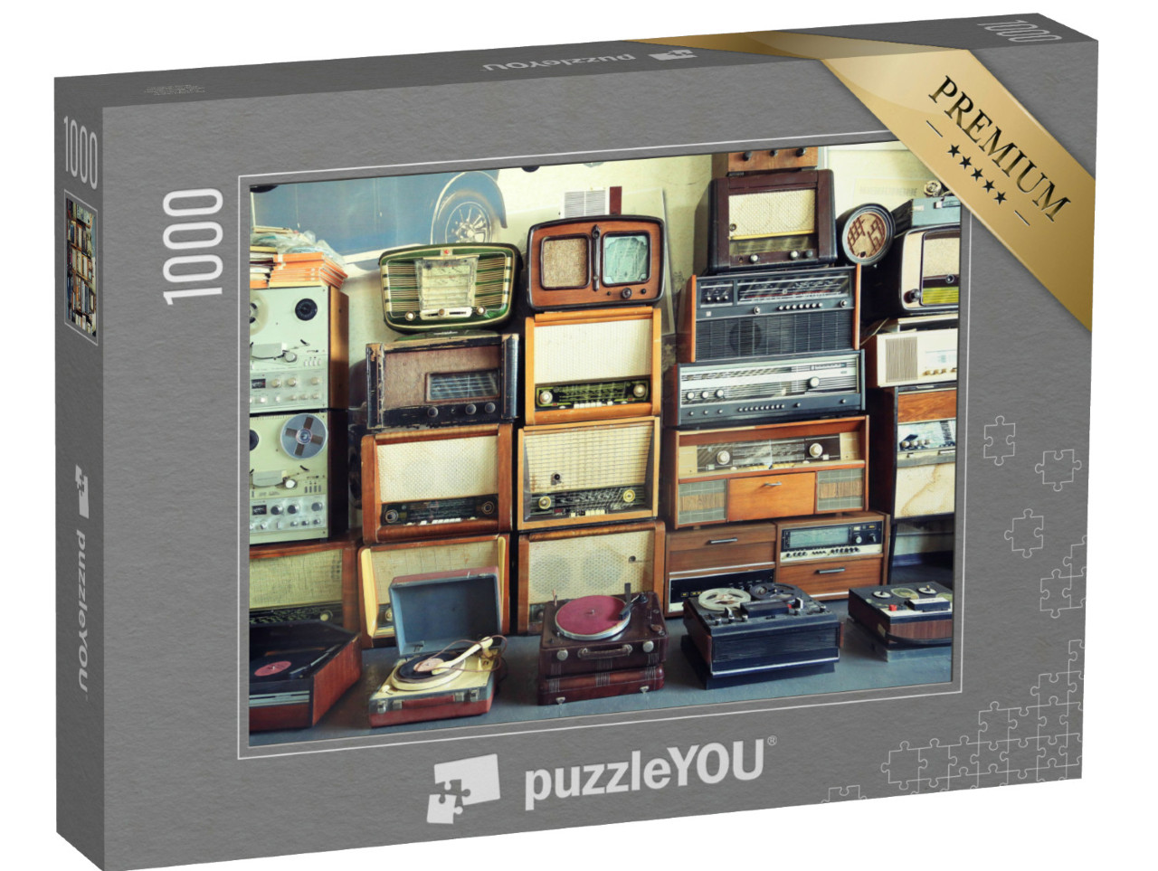 Puzzel 1000 stukjes „Verzameling oude radio's en platenspelers“